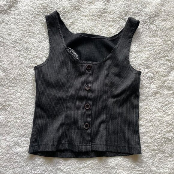 Vintage 90s Pinstripe Sleeveless Top - Picture 4 of 6